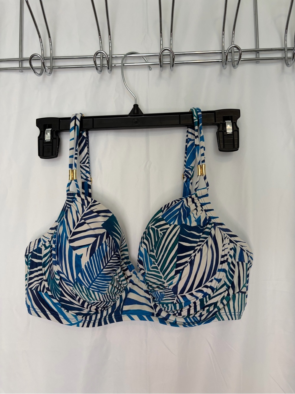 Bleu Rod Beattie Blue & White Leaf-Print Support Bikini Top and swim bottoms - Picture 2 of 15